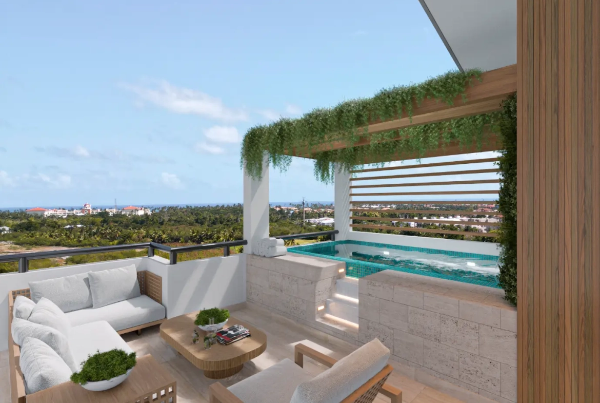 ID Mystiq Bay One Bedroom Penthouse For Sale In White Sands Punta Cana With View to Golf Course