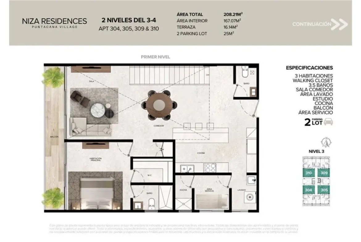 ID Three Bedroom Apartment for Sale at Niza Residences, Punta Cana Village ()