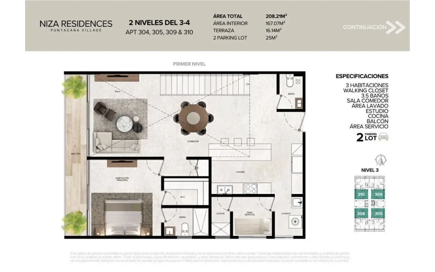 ID Three Bedroom Apartment for Sale at Niza Residences, Punta Cana Village ()