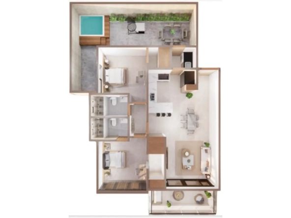 ID Two Bedroom Apartment with Garden Views for Sale at LM Residences, Punta Cana ()