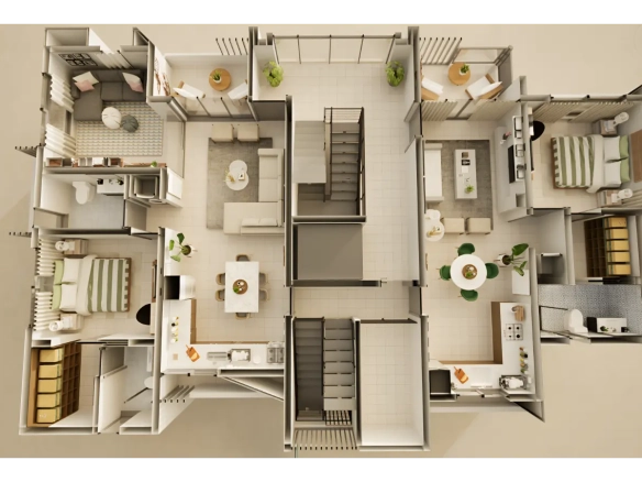 ID Contemporary Bedroom Condo for Sale at Por Do Sol Residences, Vista Cana, Punta Cana ()