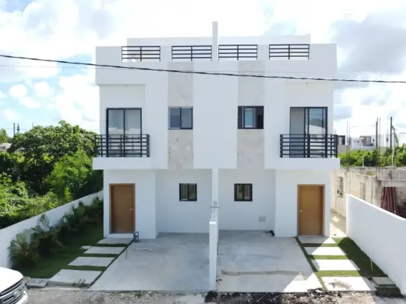 Peony Residences Luxury: Modern 2BR Townhouse Featuring a Private Pool and Scenic Rooftop Oasis in Bavaro, Punta Cana